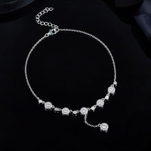 Load image into Gallery viewer, Sterling Silver Charm Round Zirconia Anklet