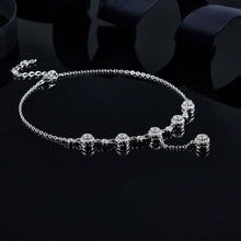 Load image into Gallery viewer, Sterling Silver Charm Round Zirconia Anklet
