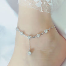 Load image into Gallery viewer, Sterling Silver Charm Round Zirconia Anklet
