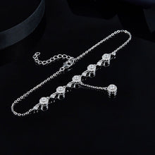 Load image into Gallery viewer, Sterling Silver Charm Round Zirconia Anklet