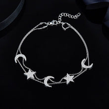 Load image into Gallery viewer, Sterling Silver Stars Moon Anklet Chain Micro Cubic