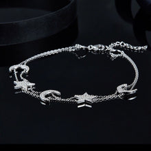 Load image into Gallery viewer, Sterling Silver Stars Moon Anklet Chain Micro Cubic