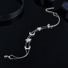 Load image into Gallery viewer, Sterling Silver Stars Moon Anklet Chain Micro Cubic