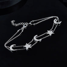 Load image into Gallery viewer, Sterling Silver Stars Moon Anklet Chain Micro Cubic