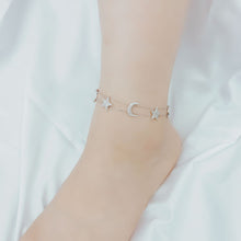Load image into Gallery viewer, Sterling Silver Stars Moon Anklet Chain Micro Cubic