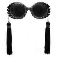 Baroque Round Sunglasses Tassel Pearl Rhinestones