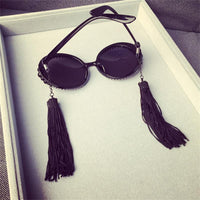 Baroque Round Sunglasses Tassel Pearl Rhinestones