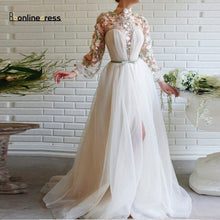 Load image into Gallery viewer, Elegant Evening Dresses Lace Applique High Collar Split