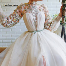 Load image into Gallery viewer, Elegant Evening Dresses Lace Applique High Collar Split