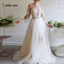 Load image into Gallery viewer, Elegant Evening Dresses Lace Applique High Collar Split