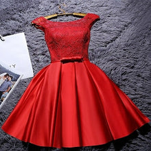 Load image into Gallery viewer, Beauty Lace White Burgundy Lace Evening Dresses Short O neck Formal