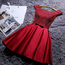 Load image into Gallery viewer, Beauty Lace White Burgundy Lace Evening Dresses Short O neck Formal