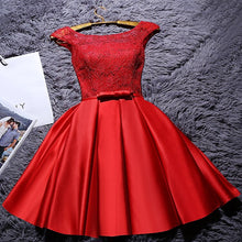 Load image into Gallery viewer, Beauty Lace White Burgundy Lace Evening Dresses Short O neck Formal