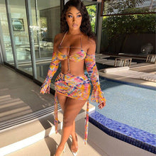 Load image into Gallery viewer, Sexy Off Shoulder Tie Dye Straps Mesh Mini Dress - Sophornlilly
