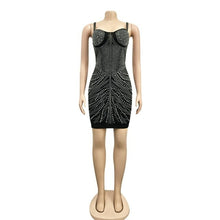 Load image into Gallery viewer, Sparkle Black Silver Crystal Studs Mini Dress New Summer - Sophornlilly