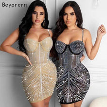 Load image into Gallery viewer, Sparkle Black Silver Crystal Studs Mini Dress New Summer - Sophornlilly