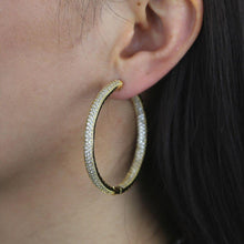 Load image into Gallery viewer, Big Iced Out Women Hoop Earring Micro Pave 5A Cubic Zirconia CZ Band - Sophornlilly