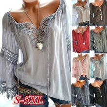 Load image into Gallery viewer, Bigsweety New Spring Women Lace Patchwork Blouse Shirt Casual V