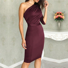 Load image into Gallery viewer, New Sexy One Shoulder Bodycon Party Dresses Elegant Women - Sophornlilly