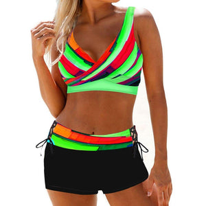 Bikini New Plus Size Sexy Striped Print Swimsuit Women Swimwear - Sophornlilly