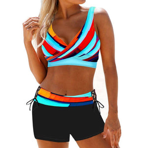 Bikini New Plus Size Sexy Striped Print Swimsuit Women Swimwear - Sophornlilly