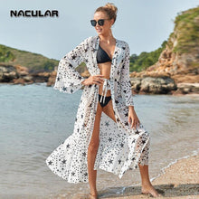 Load image into Gallery viewer, Bikini Beach  Star printed Cover up Tunics for Beach Long Kaftan - Sophornlilly