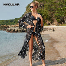 Load image into Gallery viewer, Bikini Beach  Star printed Cover up Tunics for Beach Long Kaftan - Sophornlilly