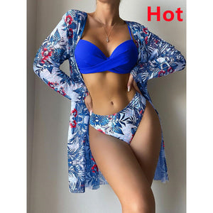 Bikini Set Women Three Pieces Swimsuit Cover Up Swimwear