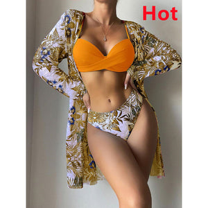 Bikini Set Women Three Pieces Swimsuit Cover Up Swimwear