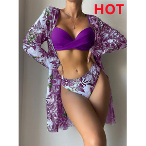 Bikini Set Women Three Pieces Swimsuit Cover Up Swimwear