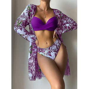 Bikini Set Women Three Pieces Swimsuit Cover Up Swimwear