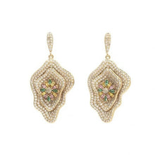 Load image into Gallery viewer, Bilincolor Luxury Heavy Flower Big Drop Earrings Wedding Gift Pave - Sophornlilly