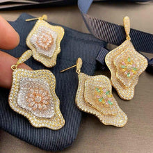 Load image into Gallery viewer, Bilincolor Luxury Heavy Flower Big Drop Earrings Wedding Gift Pave - Sophornlilly