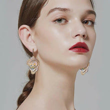 Load image into Gallery viewer, Bilincolor Luxury Heavy Flower Big Drop Earrings Wedding Gift Pave - Sophornlilly