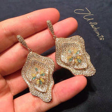 Load image into Gallery viewer, Bilincolor Luxury Heavy Flower Big Drop Earrings Wedding Gift Pave - Sophornlilly