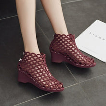 Load image into Gallery viewer, Bird Net Hallow Sandals Women Summer Plastic Jelly Shoes Wedges