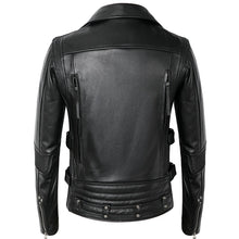 Load image into Gallery viewer, American Motorcycle Style Leather Jacket Men Natural Genuine