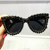 Black Crystal Sunglasses Women Cat Eye Vintage