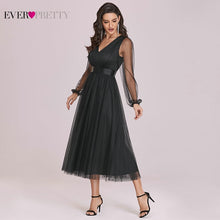 Load image into Gallery viewer, Black Evening Dresses Short Ever Pretty Elegant A Line V Neck Long