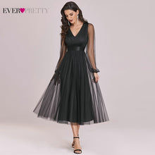 Load image into Gallery viewer, Black Evening Dresses Short Ever Pretty Elegant A Line V Neck Long