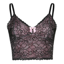 Load image into Gallery viewer, Black Lace Patched Pink Y2K Cami Top Women 2021New Summer Aesthetic