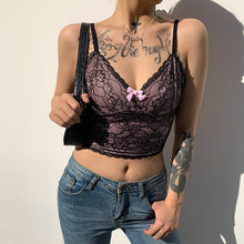 Load image into Gallery viewer, Black Lace Patched Pink Y2K Cami Top Women 2021New Summer Aesthetic