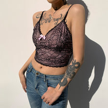Load image into Gallery viewer, Black Lace Patched Pink Y2K Cami Top Women 2021New Summer Aesthetic