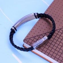 Load image into Gallery viewer, Black Leather Chain Stainless Steel Carved Soror Life Greek Letter