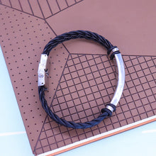 Load image into Gallery viewer, Black Leather Chain Stainless Steel Carved Soror Life Greek Letter