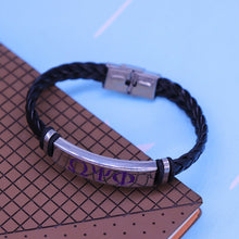 Load image into Gallery viewer, Black Leather Chain Stainless Steel Carved Soror Life Greek Letter