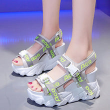 Load image into Gallery viewer, Black Letter Patchwork Buckle Strap Peep Toe Sandals Designer Light