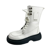 Load image into Gallery viewer, Leather Punk Ankle Platform Motorcycle Martin Boots
