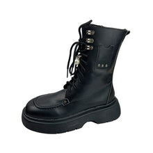 Load image into Gallery viewer, Leather Punk Ankle Platform Motorcycle Martin Boots