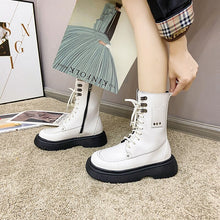 Load image into Gallery viewer, Leather Punk Ankle Platform Motorcycle Martin Boots